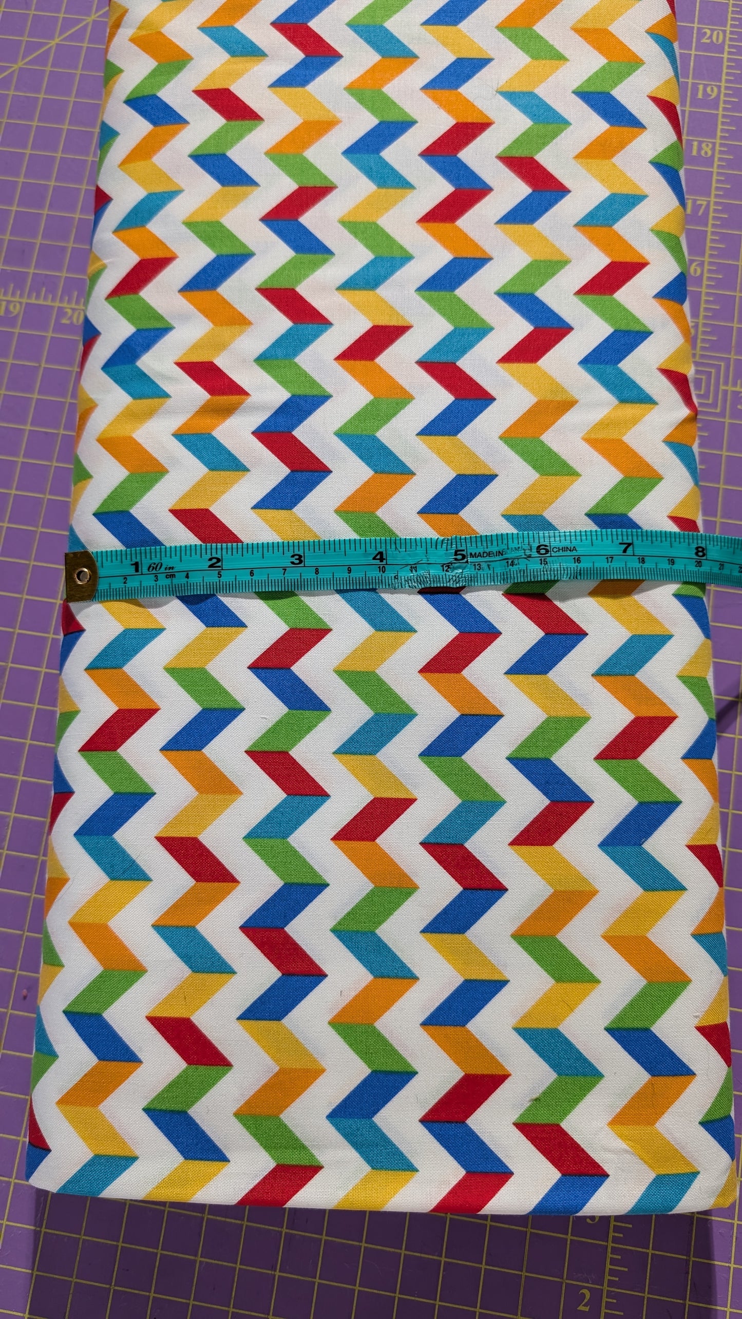 Northcott Fun and Games White Multi Chevron / Meter