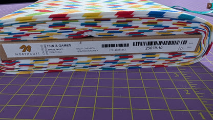 Northcott Fun and Games White Multi Chevron / Meter